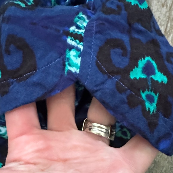 Express High Waist Women's Shorts in Blue and Green Pattern - Picture 4 of 10